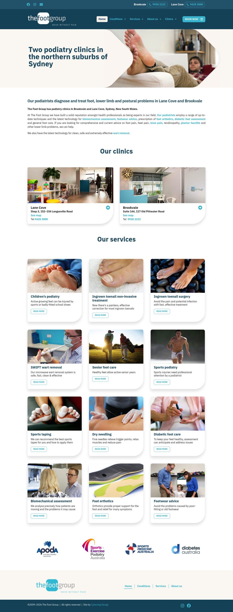 The Foot Group homepage screenshot