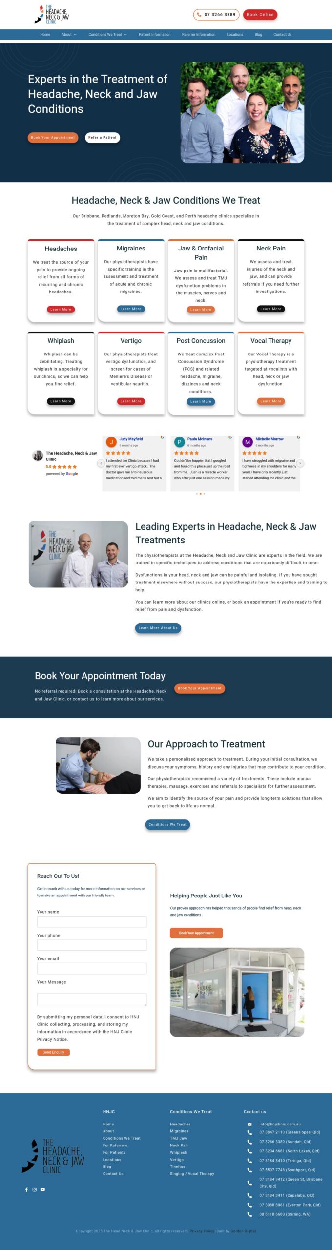 The Headache, Neck & Jaw Clinic homepage screenshot