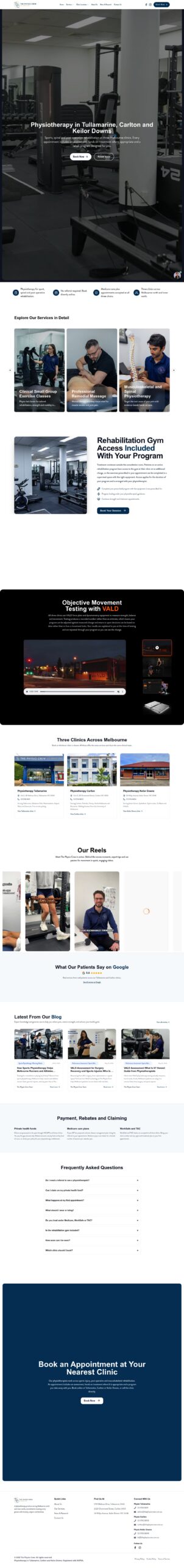 The Physio Crew homepage screenshot