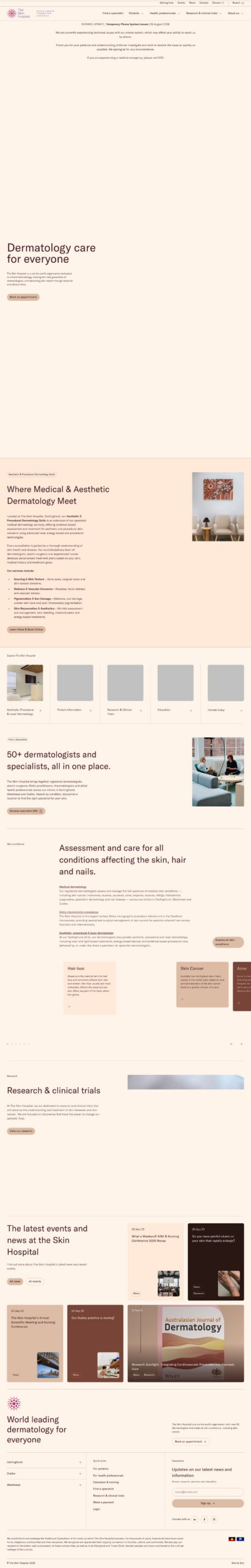 The Skin Hospital homepage screenshot