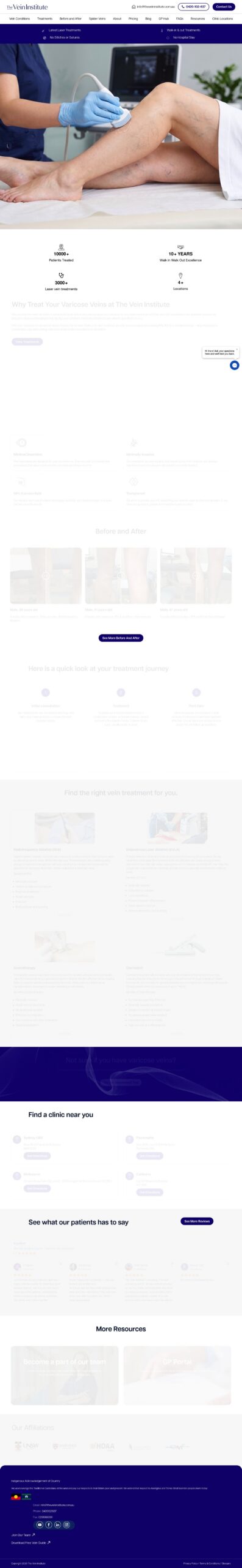 The Vein Institute homepage screenshot