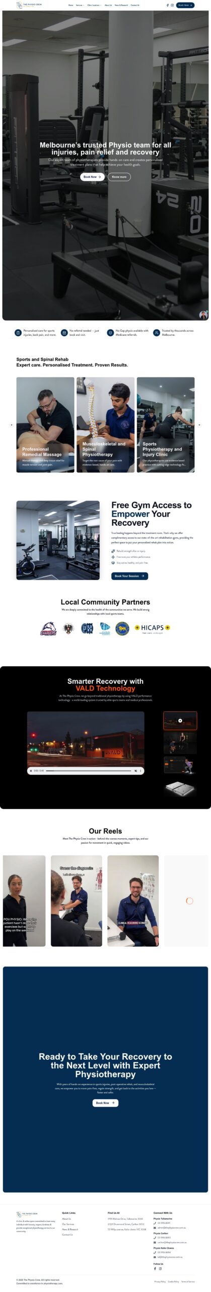Thephysiocrew homepage screenshot