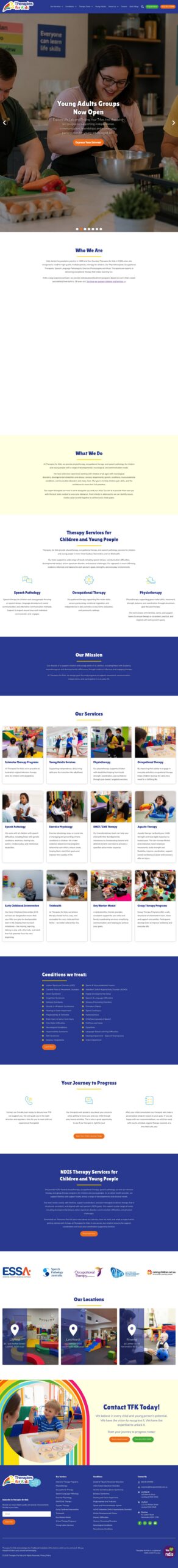 Therapies For Kids homepage screenshot