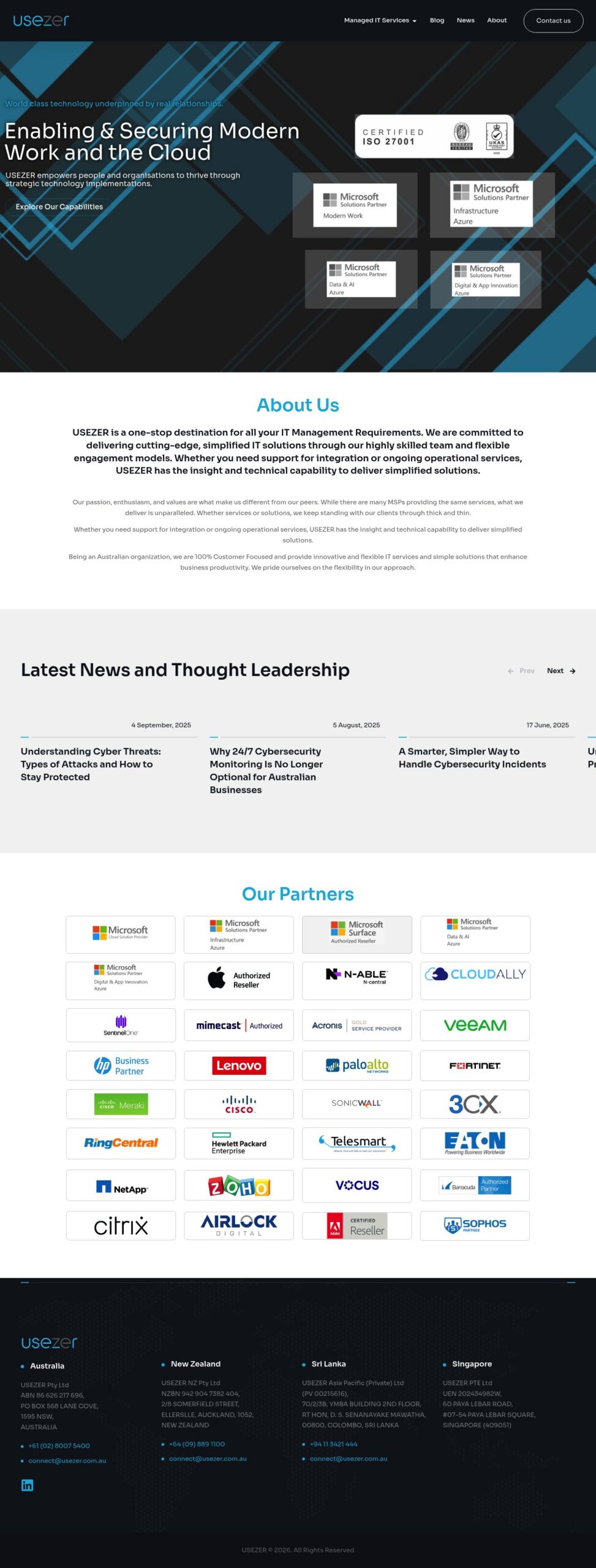USEZER homepage screenshot