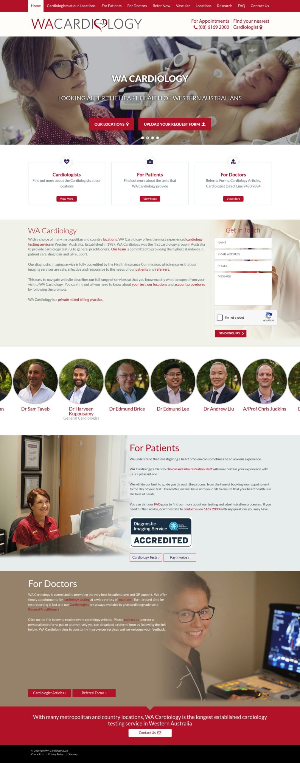 WA Cardiology homepage screenshot