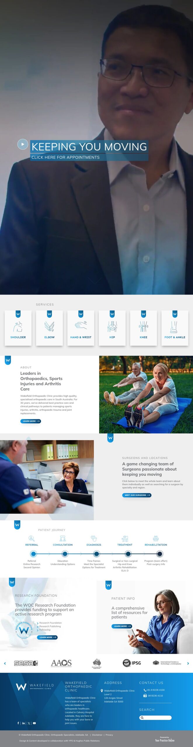 Wakefield Orthopaedic Clinic homepage screenshot