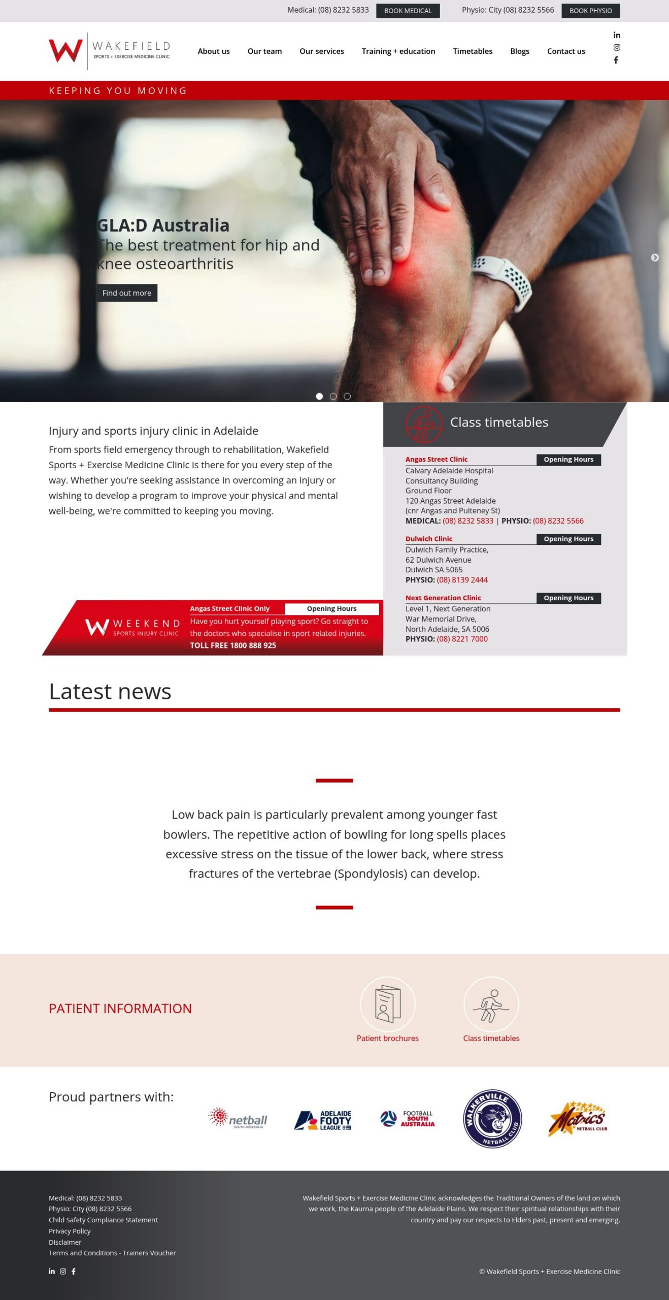 Wakefieldsports homepage screenshot