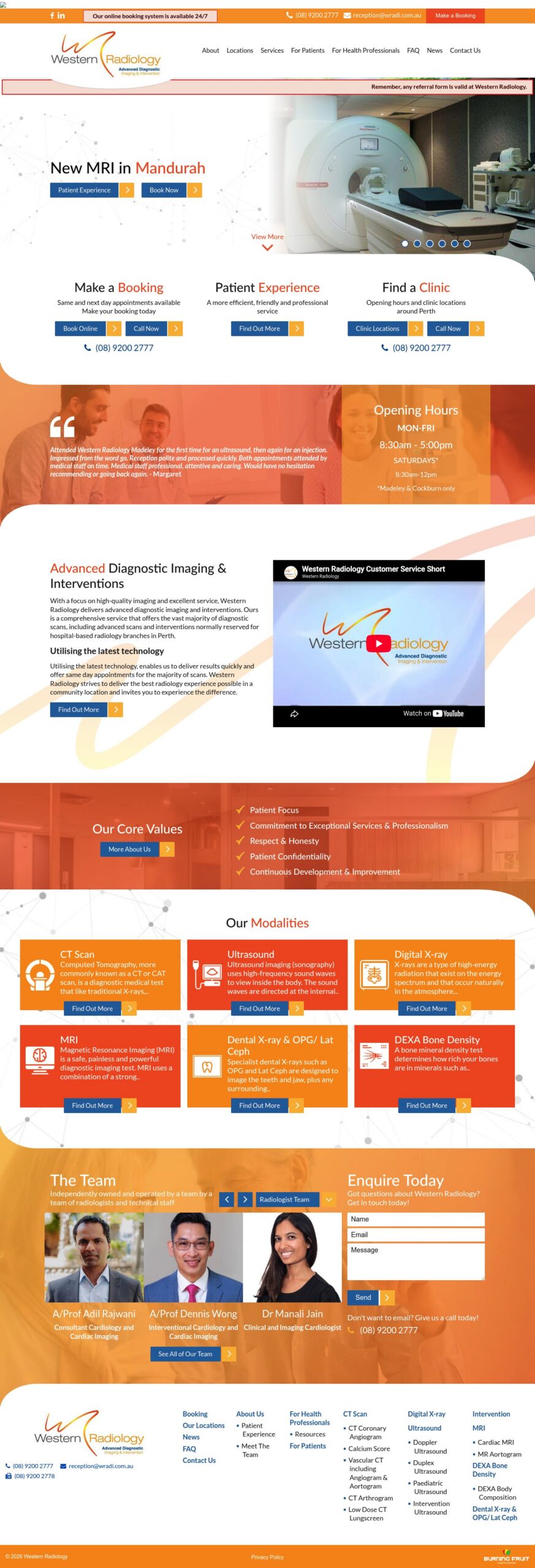 Western Radiology homepage screenshot
