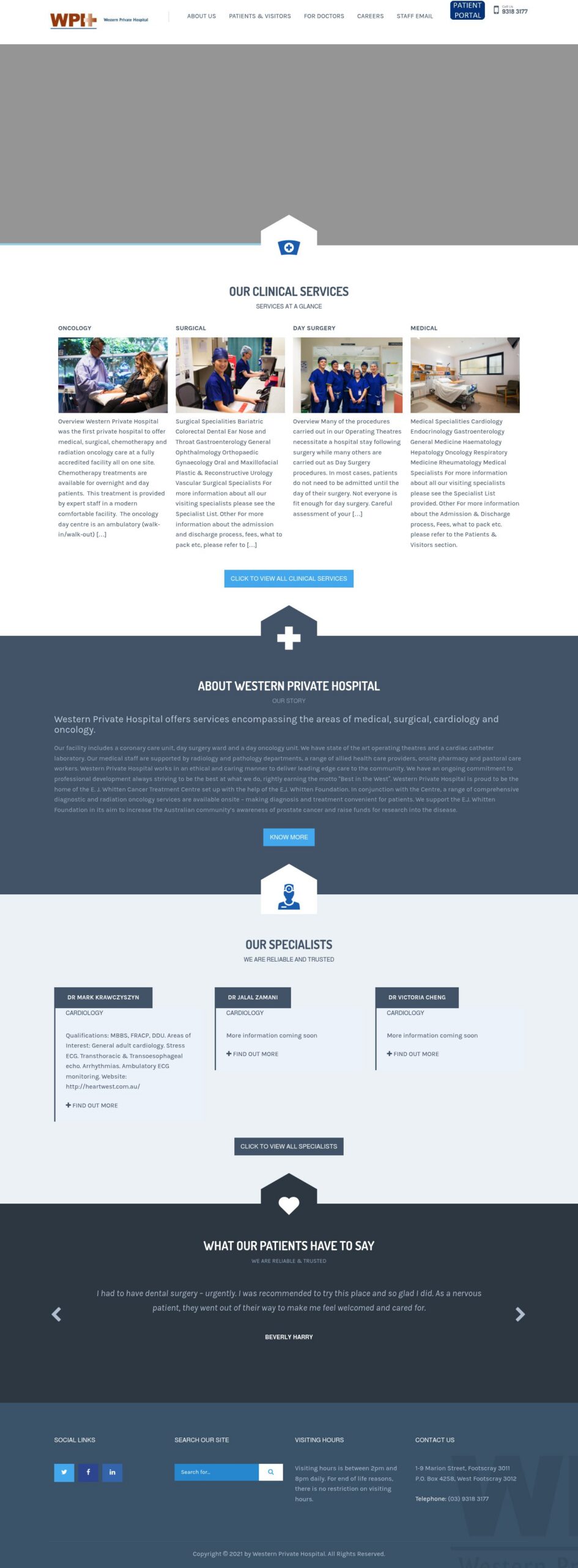 Westernprivatehospital homepage screenshot