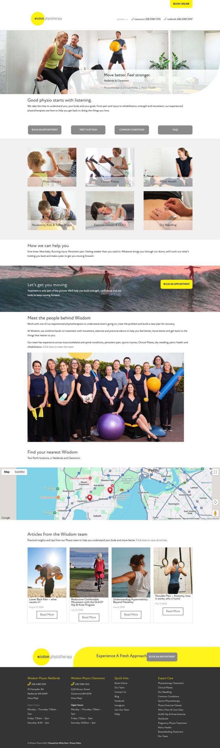 Wisdom Physiotherapy Nedlands & Claremont homepage screenshot