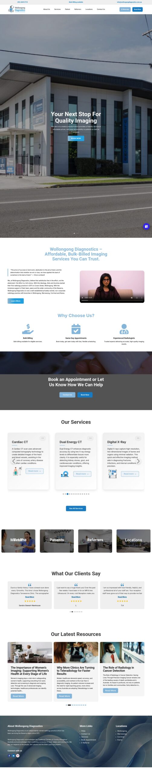 Wollongong Diagnostics homepage screenshot