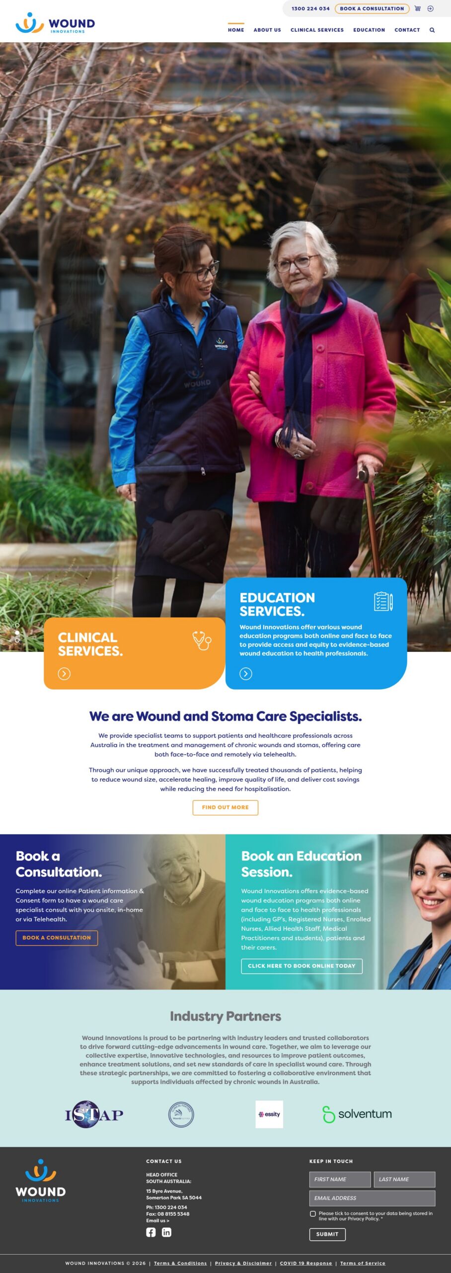 Wound Innovations homepage screenshot