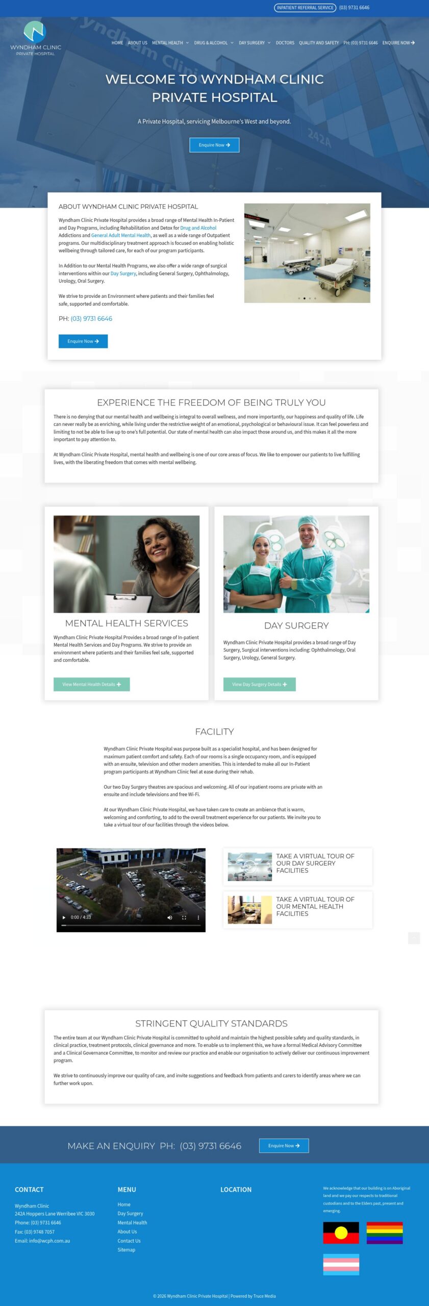 Wyndham Clinic Private Hospital homepage screenshot