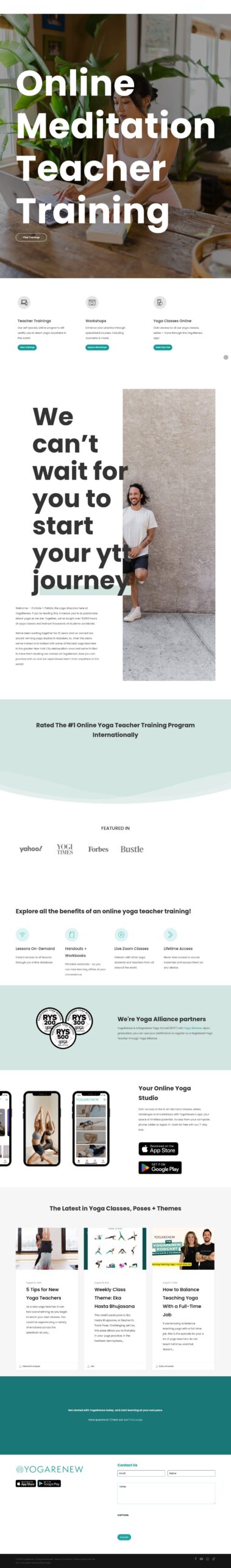 YogaRenew homepage screenshot