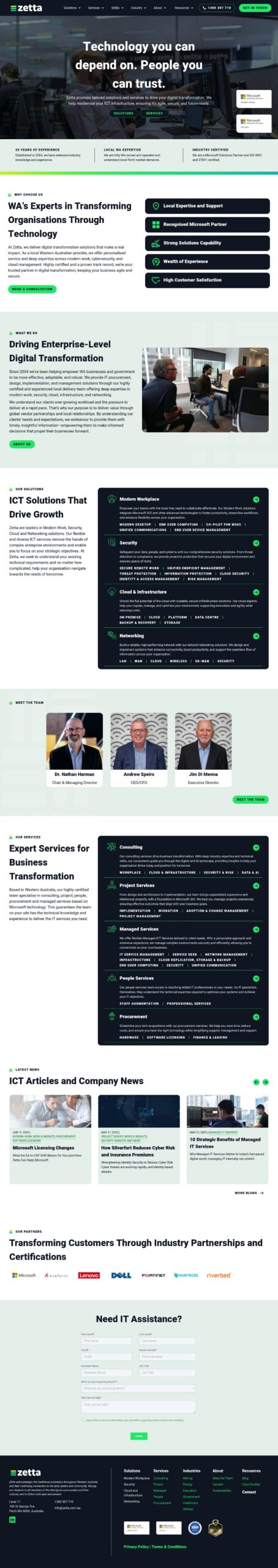 Zetta homepage screenshot