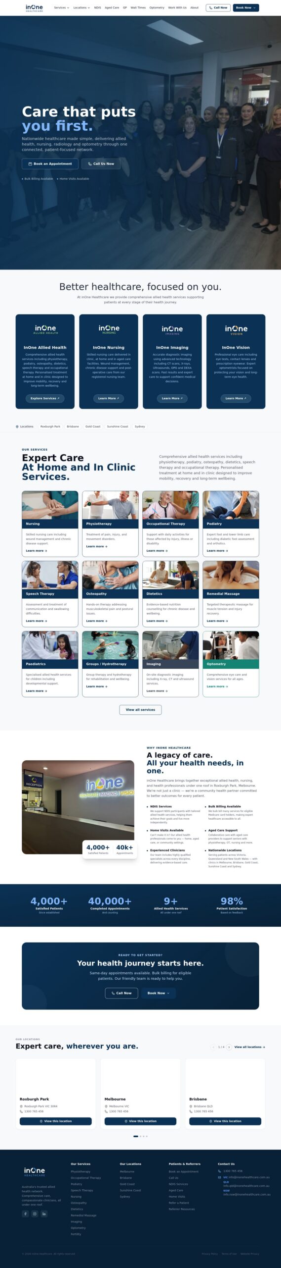 inOne Healthcare homepage screenshot