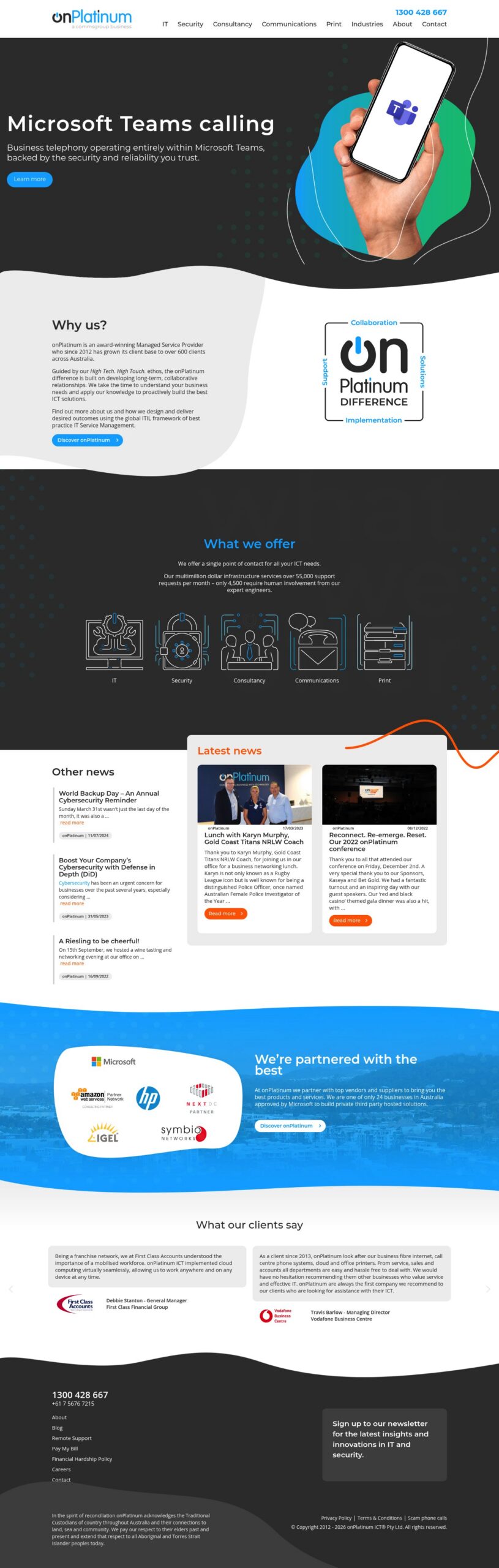 onPlatinum ICT homepage screenshot