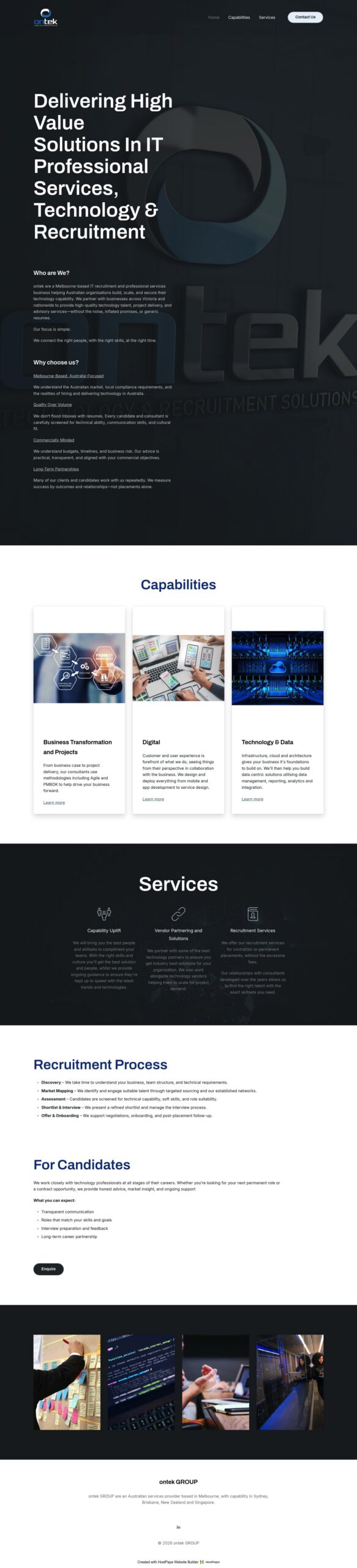 ontek GROUP homepage screenshot