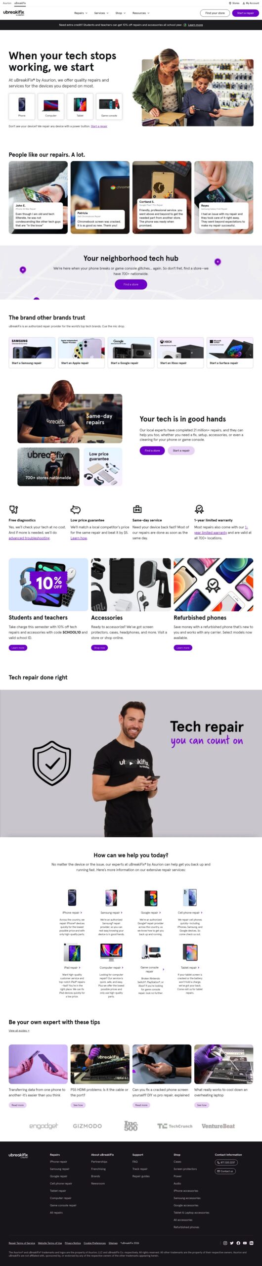 uBreakiFix homepage screenshot